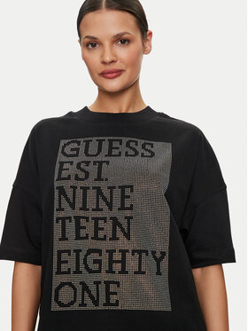 Guess T-shirt W4YI28 I3Z14 Crna Boxy Fit