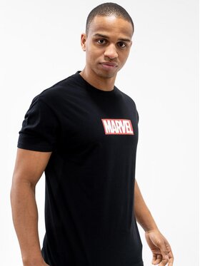 Marvel Marvel T-Shirt Koszulka Z Krótkim Rękawkiem Marvel Comics Front Logo Czarna XL Czarny Regular Fit