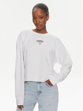 Tommy Jeans Tommy Jeans Majica dugih rukava Essential Logo DW0DW17796 Bijela Relaxed Fit