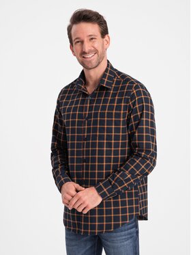 Ombre Ombre Košile OM-SHCS-0145 Tmavomodrá Slim Fit