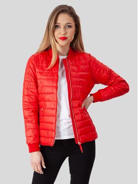Perso Perso Kurtka przejściowa pikowana z suwakiem Czerwony Slim Fit