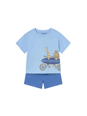 Mayoral Mayoral Set tricou și pantaloni scurți 1670 Albastru Regular Fit