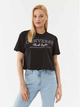 Converse Converse Marškinėliai Retro Chuck Cropped Tee 10025897-A03 Juoda Regular Fit