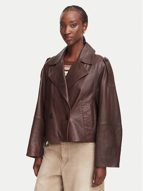 Weekend Max Mara Weekend Max Mara Kožená bunda Felino 2625446051 Tmavo hnedá Regular Fit