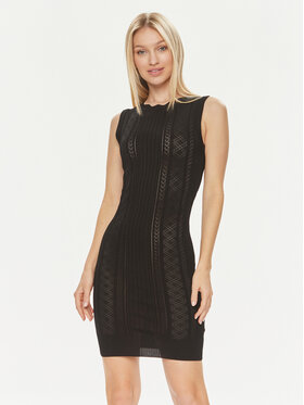 Guess Guess Rochie tricotată Es Sl Adaline W4GK11 Z2U00 Negru Slim Fit