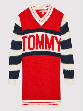 Tommy Hilfiger Tommy Hilfiger Džemper haljina Bold KG0KG06116 D Crvena Regular Fit