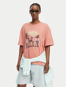 Roxy Roxy T-Shirt Talloversize Washed ERJZT06081 Ανοιχτό πορτοκαλί Loose Fit
