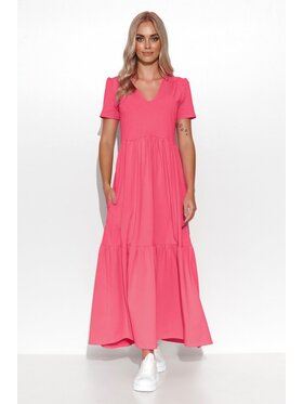 Makadamia Makadamia Sukienka codzienna M549 Różowy Comfortable Fit