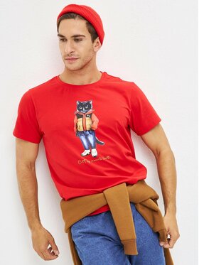 CAT by maniita lacitta CAT by maniita lacitta T-Shirt Printed men's t-shirt with CAT Czerwony Regular Fit