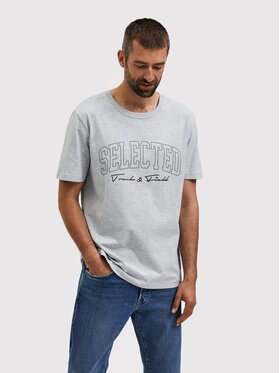 Selected Homme Selected Homme T-Shirt Bene 16085656 Szary Regular Fit