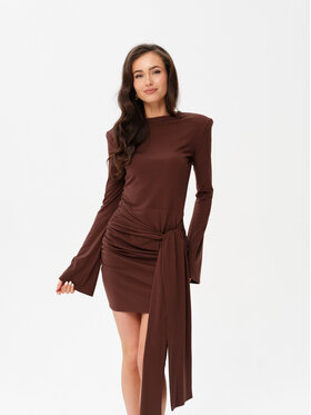 Roco Fashion Roco Fashion Sukienka koktajlowa Nevira Brązowy Slim Fit