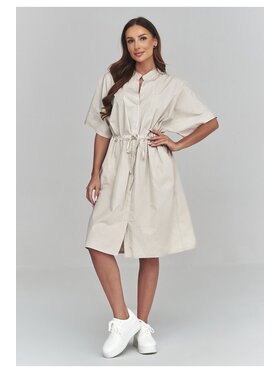 Makadamia Makadamia Sukienka codzienna C62 Beżowy Loose Fit