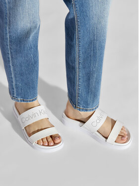 Calvin Klein Calvin Klein Șlapi Ergonomic Slide Perf/Patent HW0HW00685 Alb