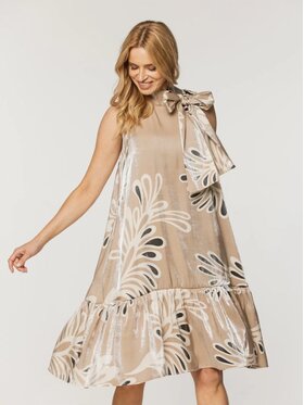 Willsoor Willsoor Sukienka koktajlowa 68121 Beżowy A-Line Fit
