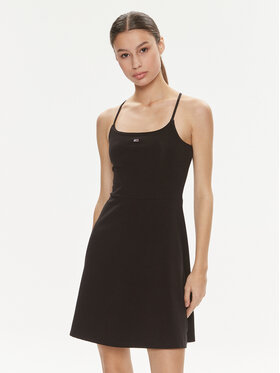 Tommy Jeans Tommy Jeans Rochie de vară Essential DW0DW17988 Negru Slim Fit