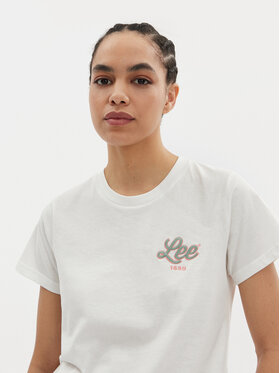 Lee T-shirt Small Logo 112350196 Écru Regular Fit