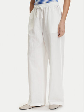 Tommy Jeans Tommy Jeans Pantaloni din material DW0DW22285 Alb Loose Fit