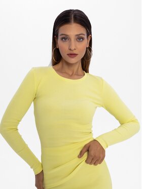 Nudyess Nudyess Bluzka Eos z prążka Żółty Fitted Fit
