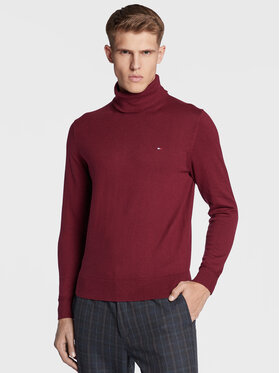 Tommy Hilfiger Tommy Hilfiger Bluză cu gât Pima MW0MW28048 Vișiniu Regular Fit