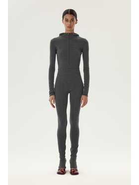 Laretaggio Laretaggio Kombinezon TERMO WOOL JUMPSUIT IN GREY Szary Slim Fit