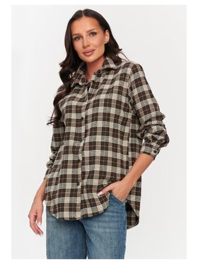 Makadamia Makadamia Koszula C75 Brązowy Loose Fit