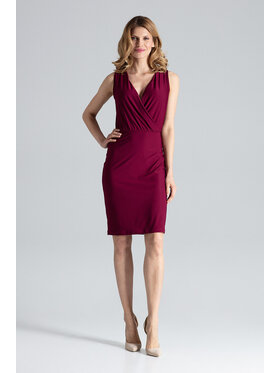 FIGL FIGL Sukienka M135 Bordowy Slim Fit