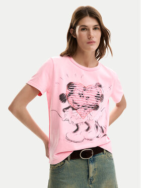 Desigual Desigual Tricou Core Mickey 26SWTK42 Roz Regular Fit