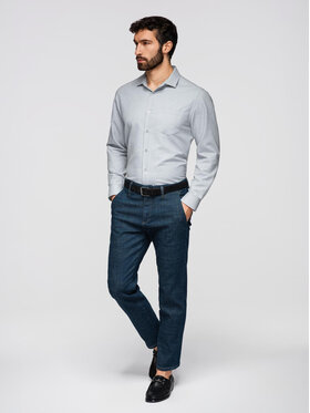 Ombre Ombre Koszula K694 Szary Regular Fit