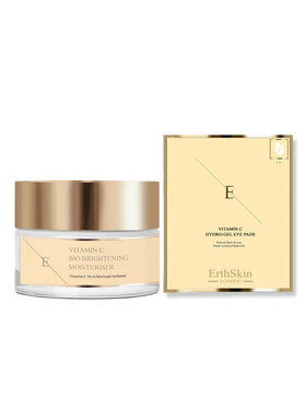 Erthskin London Erthskin London Rozświetlający krem ​​nawilżający z witaminą C + hydrożelowe płatki pod oczy z witaminą C Krem na dzień i na noc
