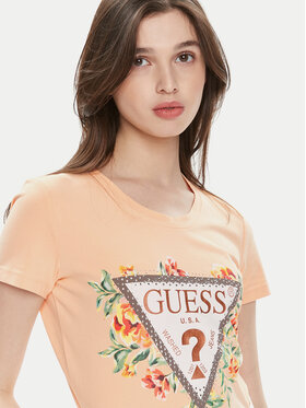 Guess T-shirt W4GI24 J1314 Narančasta Slim Fit