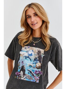 NAOKO NAOKO T-Shirt Aquarius Flow Czarny Regular Fit