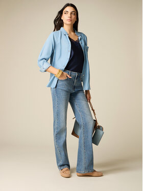 Oltre Oltre Jeansy P459R008883N004 Turkusowy Regular Fit