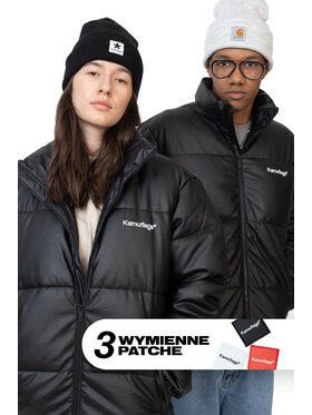 Kamuflage Kamuflage Kurtka zimowa Puff Patchwork Skóra Ekologiczna Czarny Regular Fit