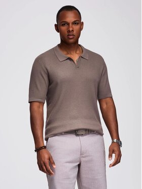 Ombre Ombre Polo OM-POSS-0160 Brązowy Regular Fit