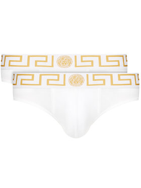 Versace Versace Sada 2 kusů slipů Greca AU10180 Bílá