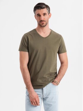 Ombre Ombre T-Shirt OM-TSBS-0237 Zielony Regular Fit