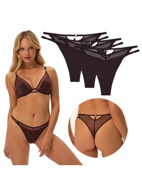 Esotiq Esotiq Komplet stringów 41725-zestaw Brązowy