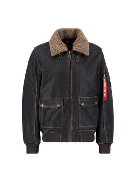 Alpha Industries Alpha Industries Kurtka skórzana B-15 Leather Jacket Brązowy Regular Fit