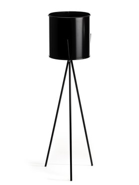 MIAhome MIAhome Kwietnik metalowy czarny z osłonką 80 cm Czarny