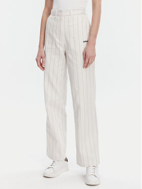 adidas adidas Παντελόνι υφασμάτινο Pinstripe JJ3483 Λευκό Regular Fit
