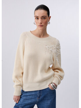 Liu Jo Liu Jo Sweter CA6043MS042C3974 Kremowy Regular Fit