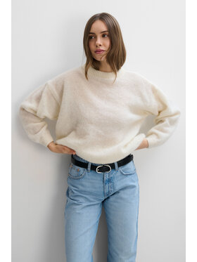 Fobya Fobya Sweter F2113 Kremowy Basic Fit