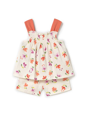 Mayoral Mayoral Set top i pantaloni scurti 1230 Écru Regular Fit