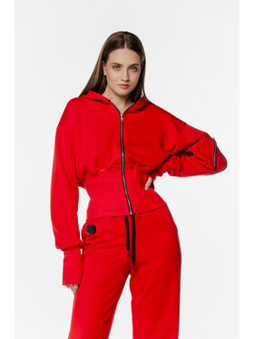 Pilawski Pilawski Bluza BLUZA CZERWONA KRÓTKA ZAPINANA DAMSKA Czerwony Oversize