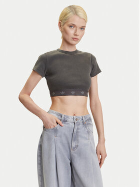 adidas adidas T-Shirt Ribbed JD0041 Šedá Slim Fit