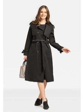 Perso Perso Płaszcz przejściowy dwuczęsciowy Czarny Slim Fit