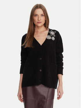 KAOS KAOS Strickjacke RI1KT023 Schwarz Regular Fit