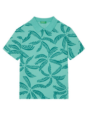 United Colors Of Benetton United Colors Of Benetton Тениска с яка и копчета 36Y4C301W Зелен Regular Fit