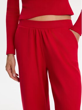 Nudyess Nudyess Spodnie materiałowe Canvas z prążka Czerwony Relaxed Fit
