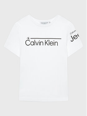Calvin Klein Jeans Calvin Klein Jeans Tričko Institutional Lined Logo IB0IB01321 Biela Regular Fit